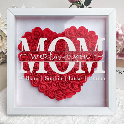 Mom Heart Shaped Flower Shadow Box (Mother's Day Gift)