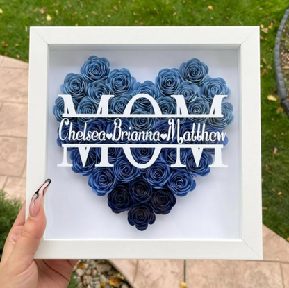 Mom Heart Shaped Flower Shadow Box (Mother's Day Gift)