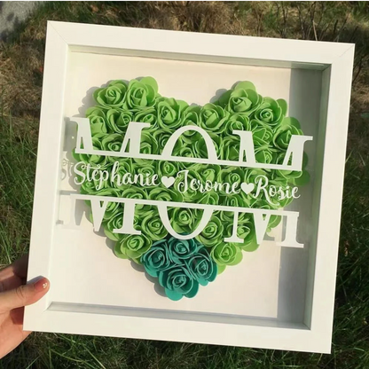 Mom Heart Shaped Flower Shadow Box (Mother's Day Gift)