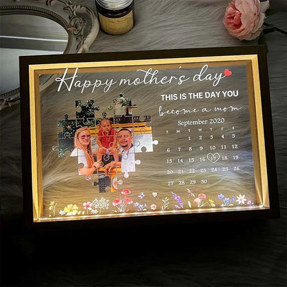 Personalized This Is A Day You Become A Mom Light Frame