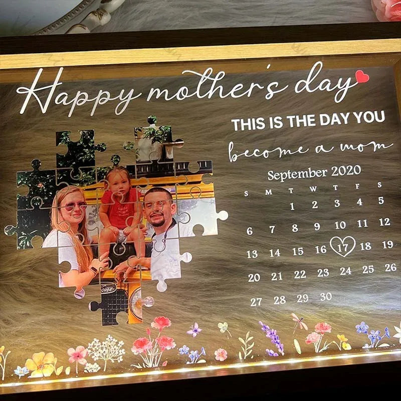 Personalized This Is A Day You Become A Mom Light Frame