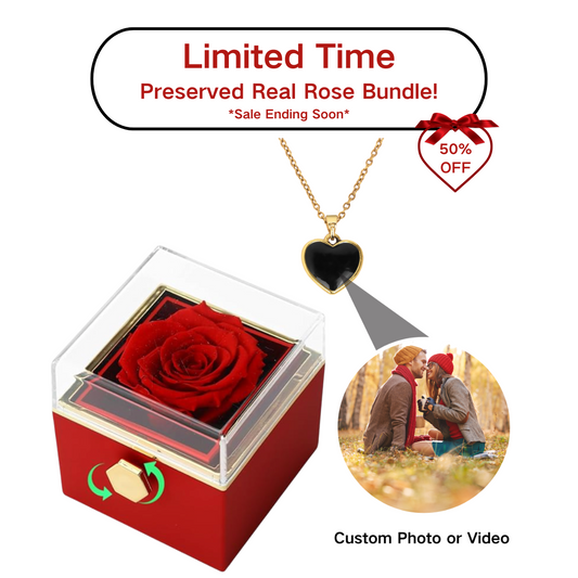 Picture Necklace/Video Necklace With Preserved Real Rose (With Gift Box)