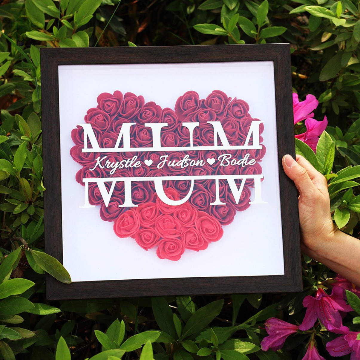 Mom Heart Shaped Flower Shadow Box (Mother's Day Gift)