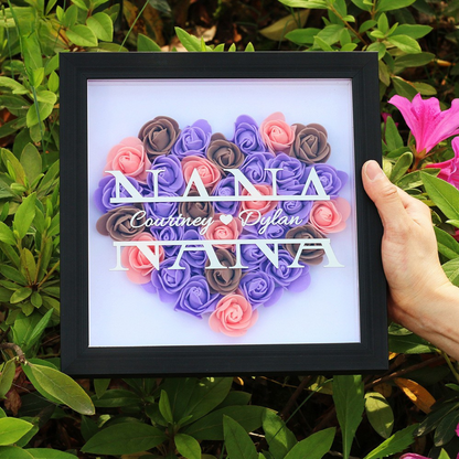 Mom Heart Shaped Flower Shadow Box (Mother's Day Gift)