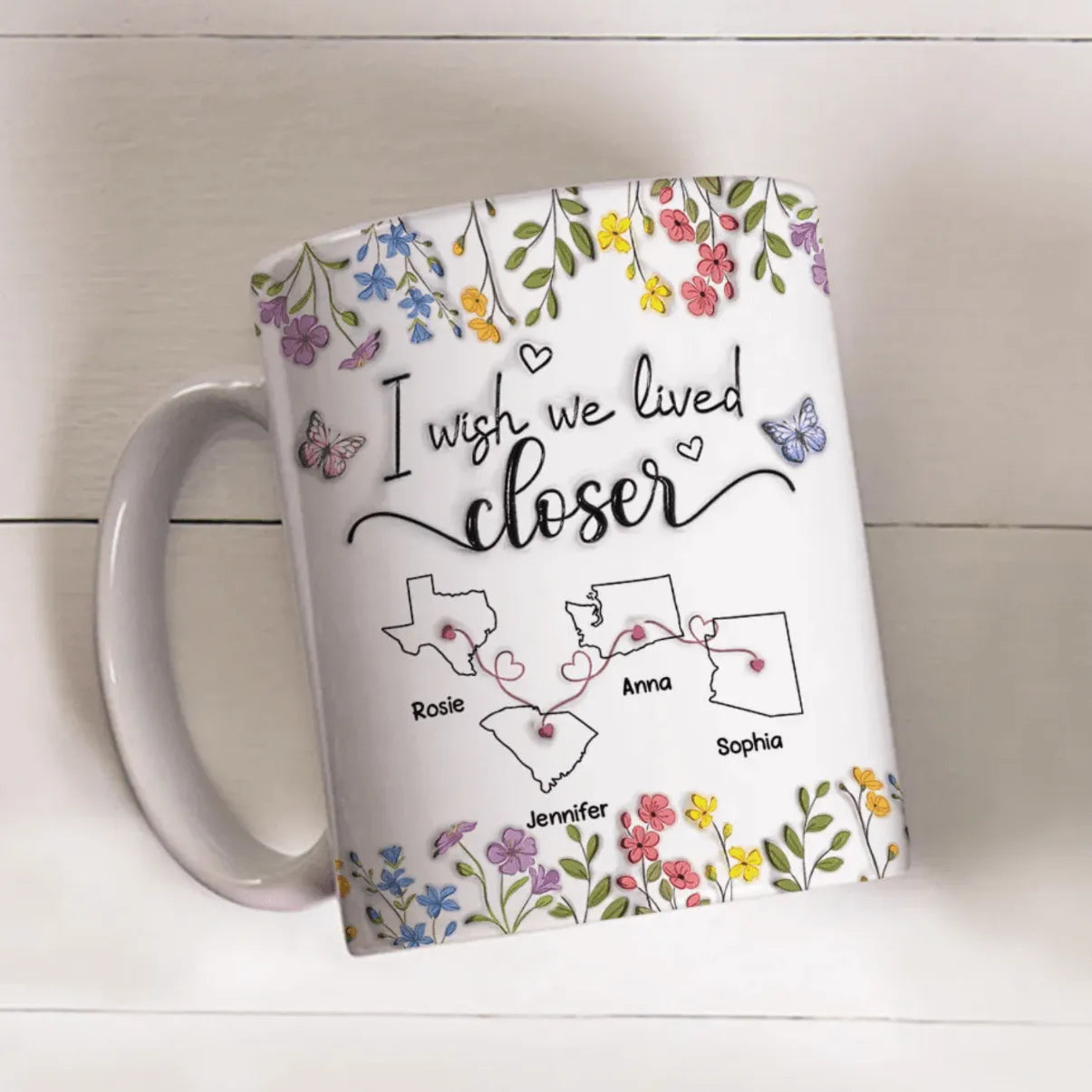 I Wish We Lived Closer - Personalized Pottery Mug