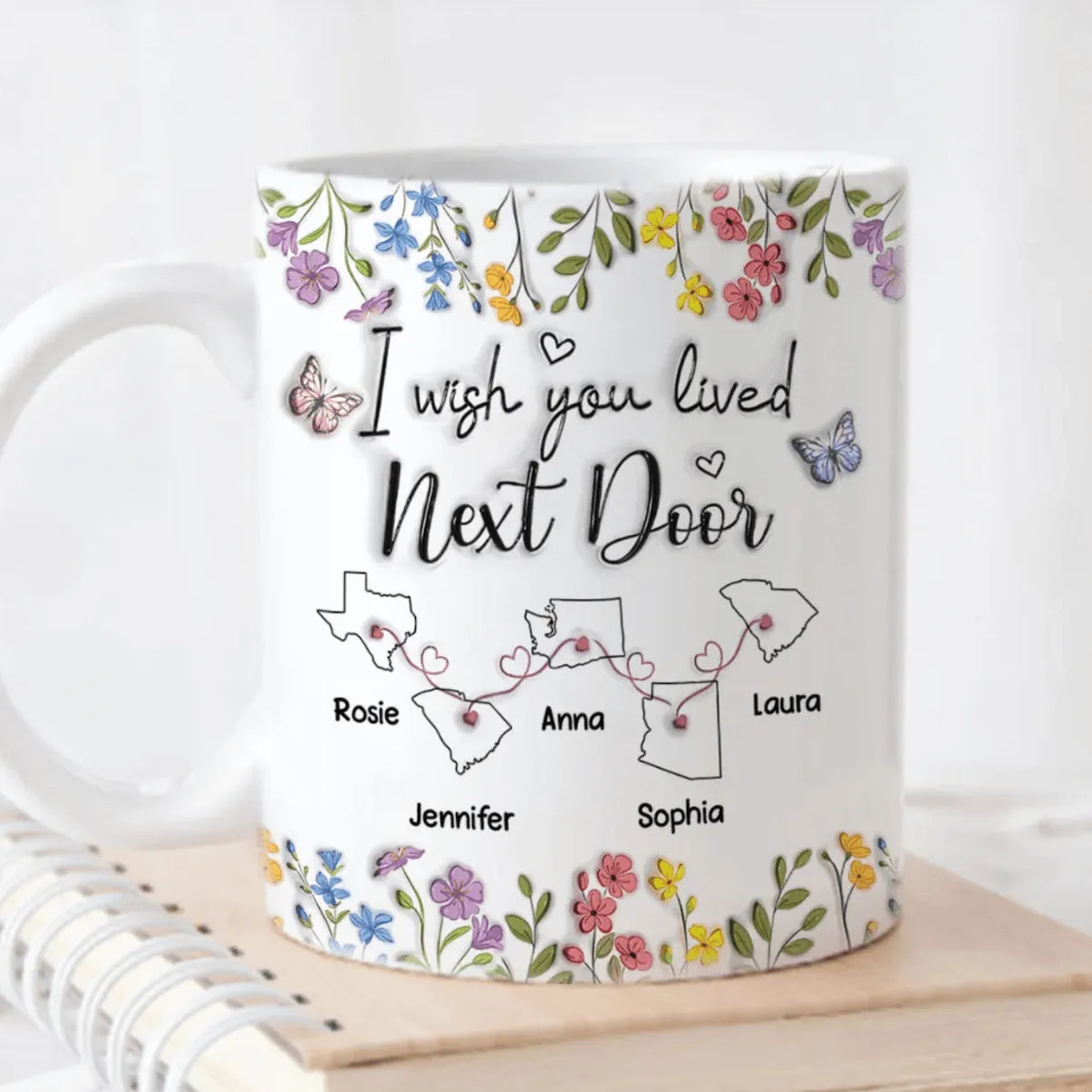 I Wish We Lived Closer - Personalized Pottery Mug