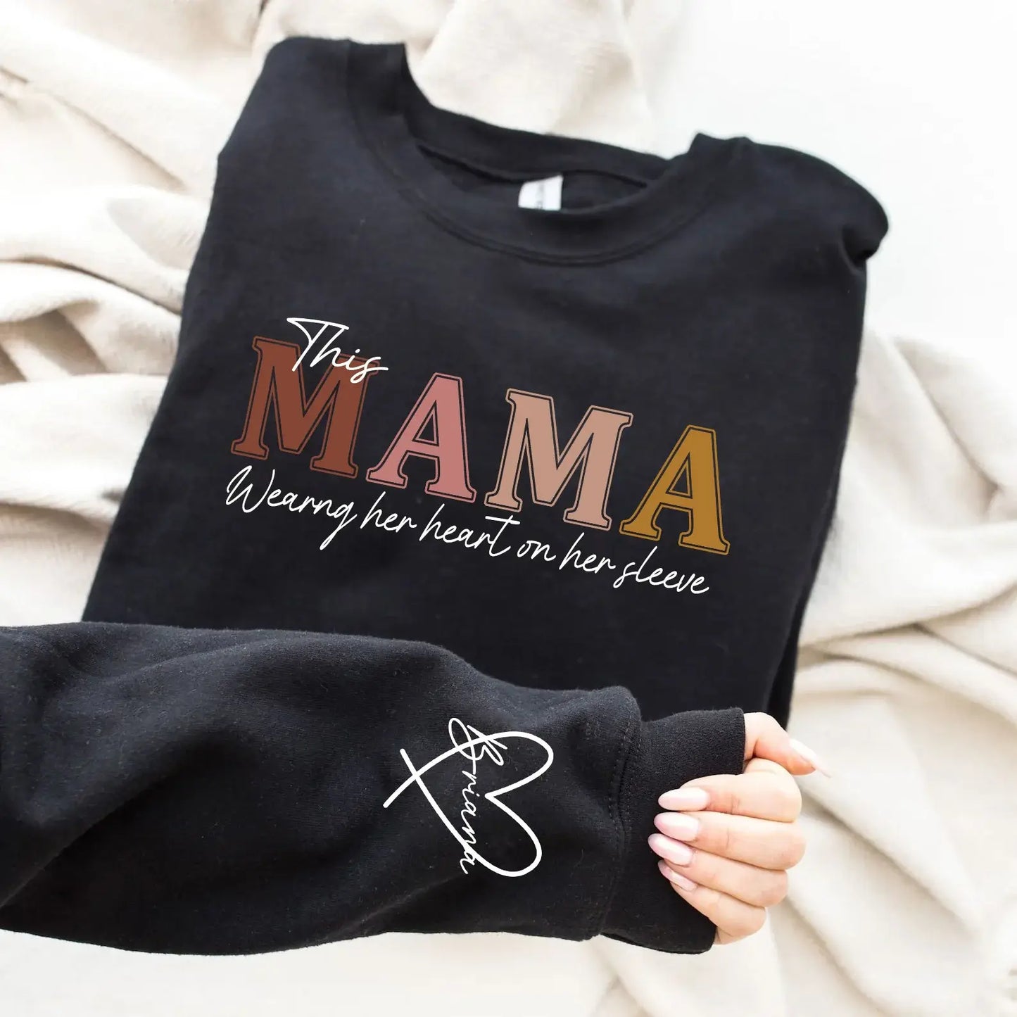 50% OFF Mama Wears Heart on Sleeve Sweatshirt