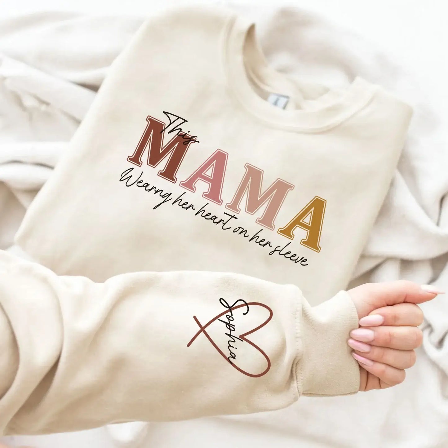 50% OFF Mama Wears Heart on Sleeve Sweatshirt