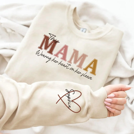 50% OFF Mama Wears Heart on Sleeve Sweatshirt