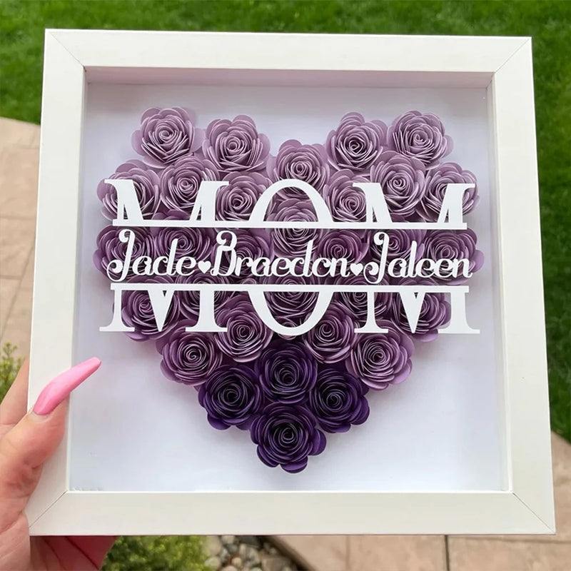 Mom Heart Shaped Flower Shadow Box (Mother's Day Gift)